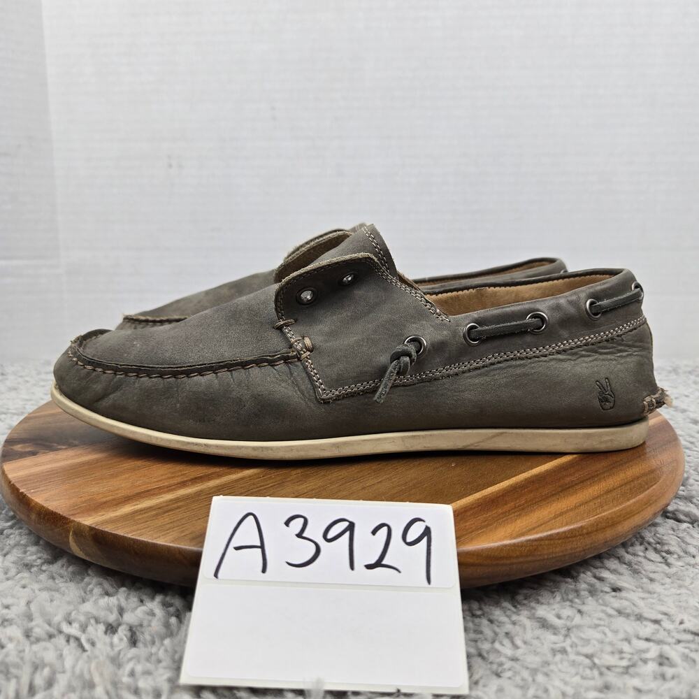 John Varvatos Star USA Mens 9M Gray Leather Laceless Daily Lifestyle Boat Shoe